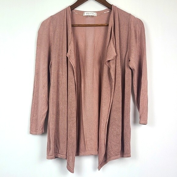 August Silk Womens Open Knit Drape Front Viscose Cardigan Size M - Picture 4 of 15